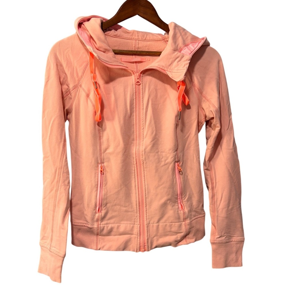 Lululemon Scuba Full Zip Hoodie Peach Pink LW4A72S Womens 8 Slim Fit Hooded Jack